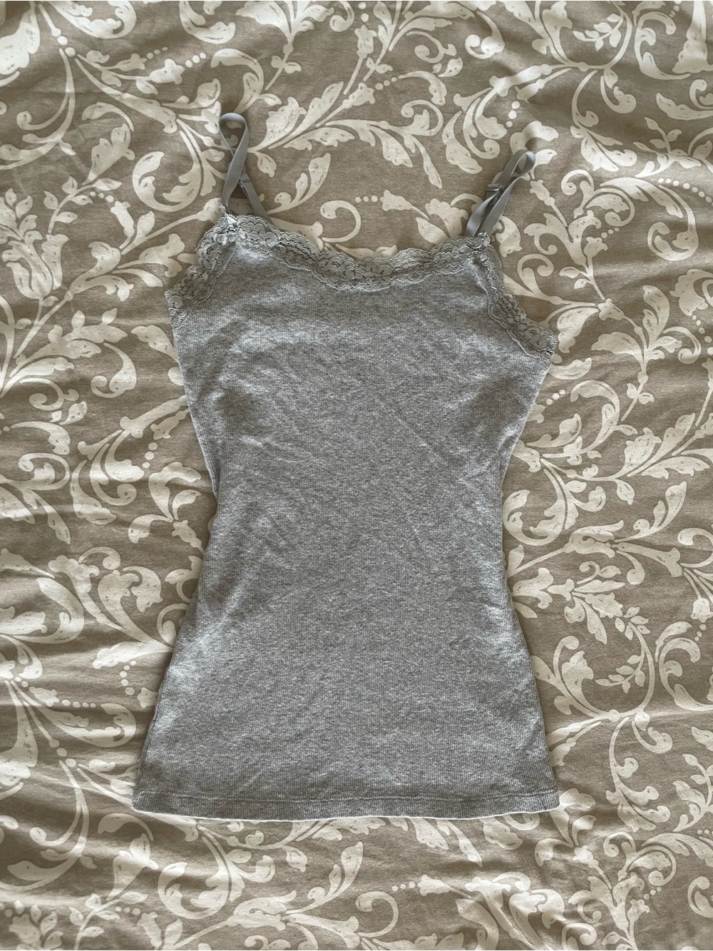 Gray Lace-Trim Camisole Tank - Heather Gray